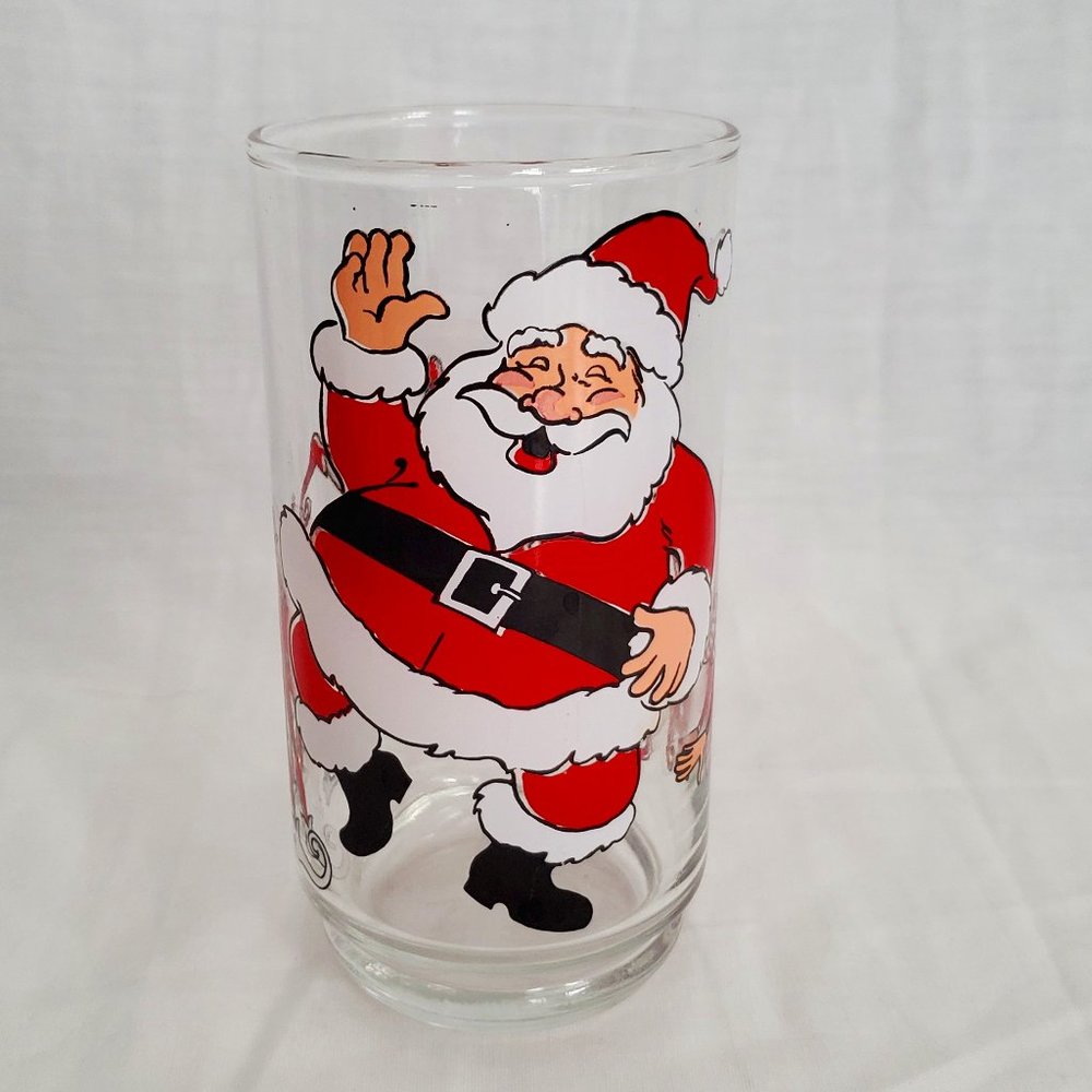 Vintage 1980s Santa Christmas Glass